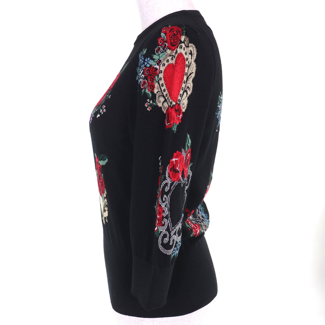 Great DOLCE&GABBANA Heart motif design all-over print 3/4 sleeve knit 40