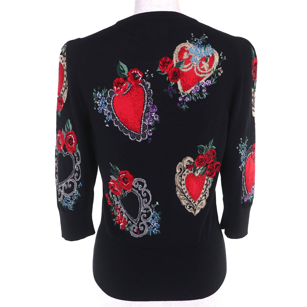 Great DOLCE&GABBANA Heart motif design all-over print 3/4 sleeve knit 40