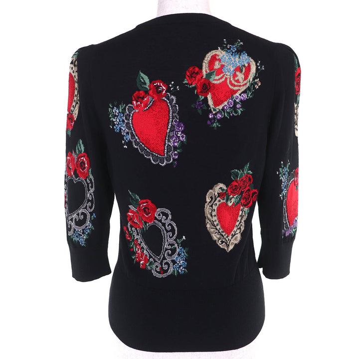 Great DOLCE&GABBANA Heart motif design all-over print 3/4 sleeve knit 40