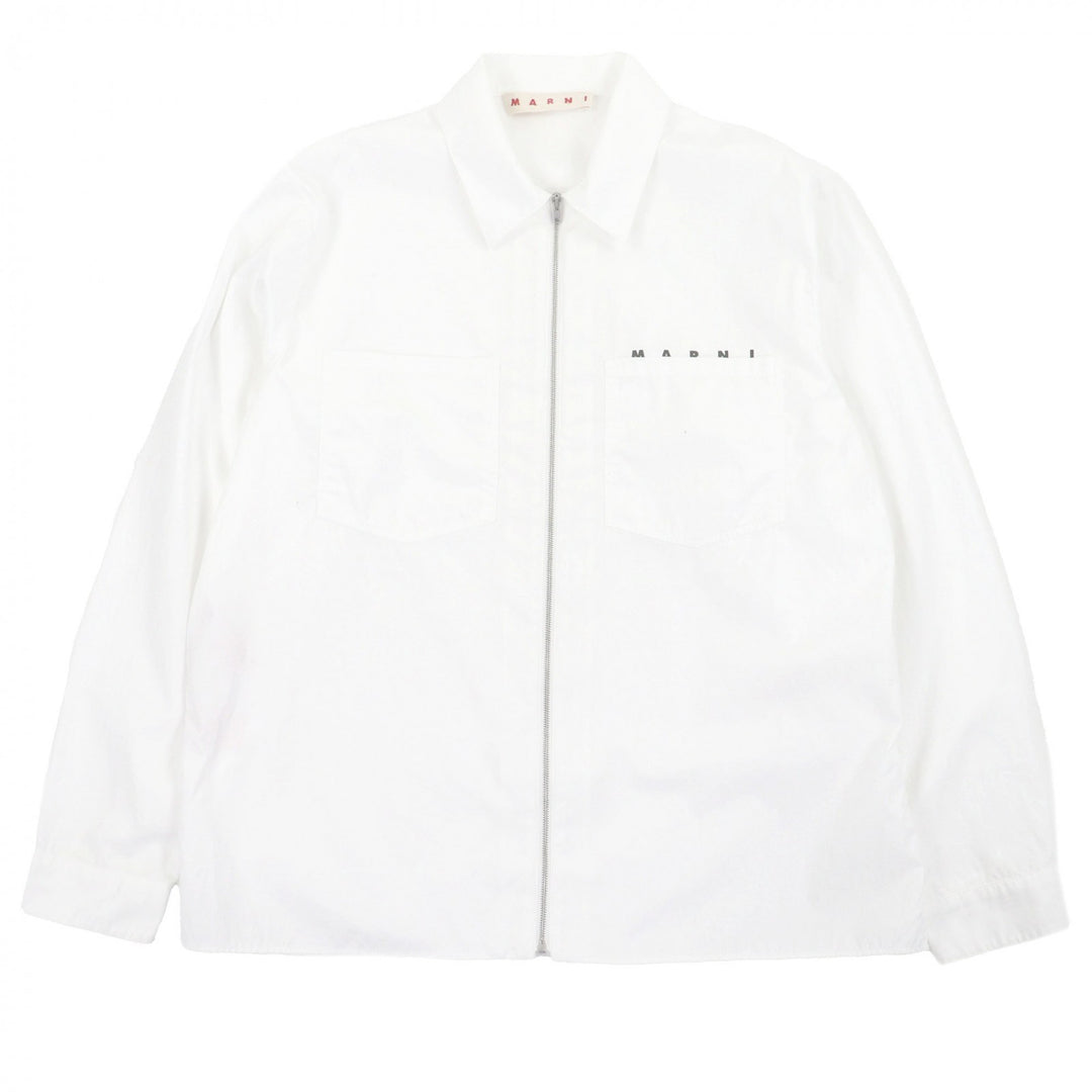 Excellent MARNI Long sleeve shirt Zip up white cotton mens 46 CUMU0297P0
