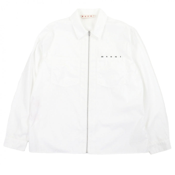 Excellent MARNI Long sleeve shirt Zip up white cotton mens 46 CUMU0297P0