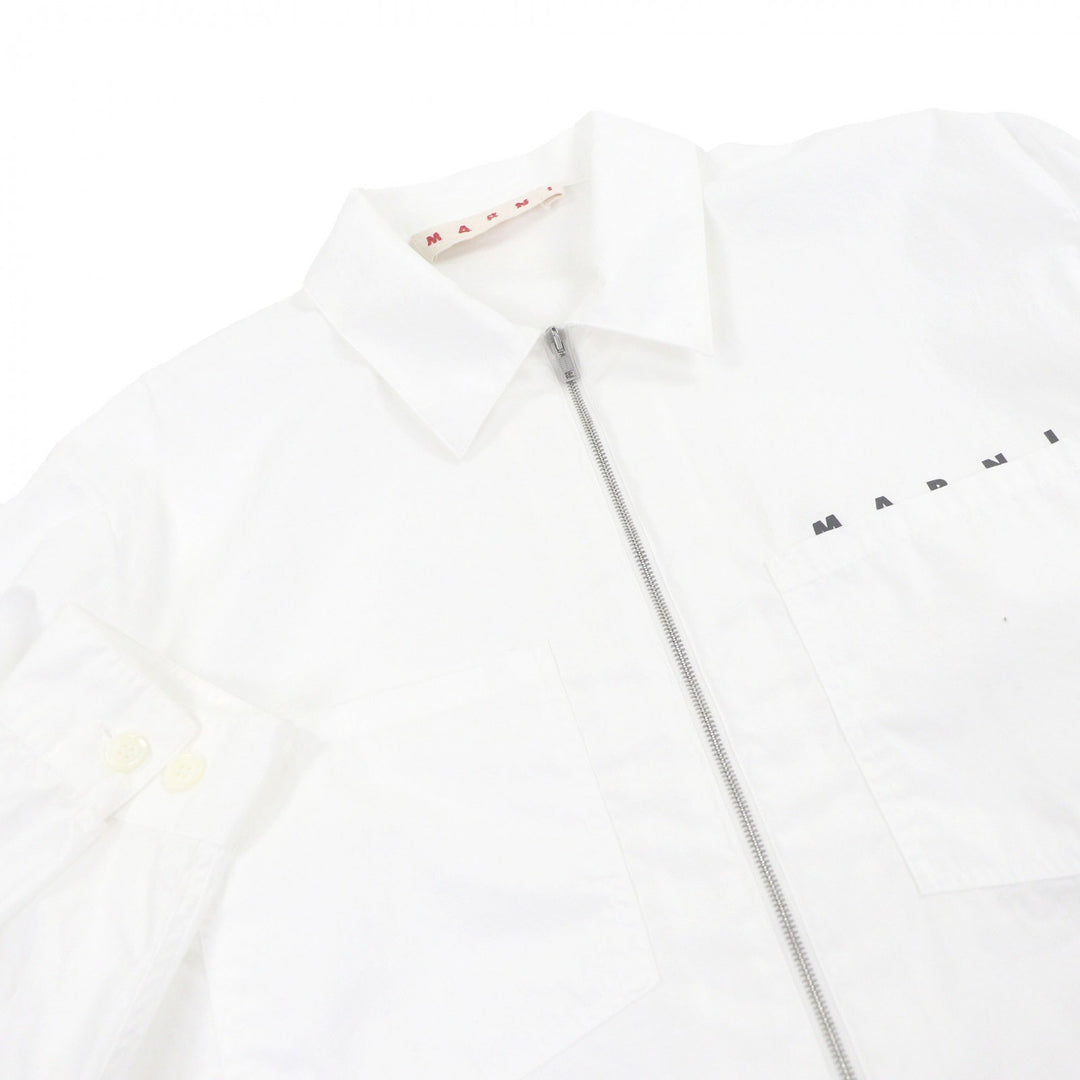 Excellent MARNI Long sleeve shirt Zip up white cotton mens 46 CUMU0297P0