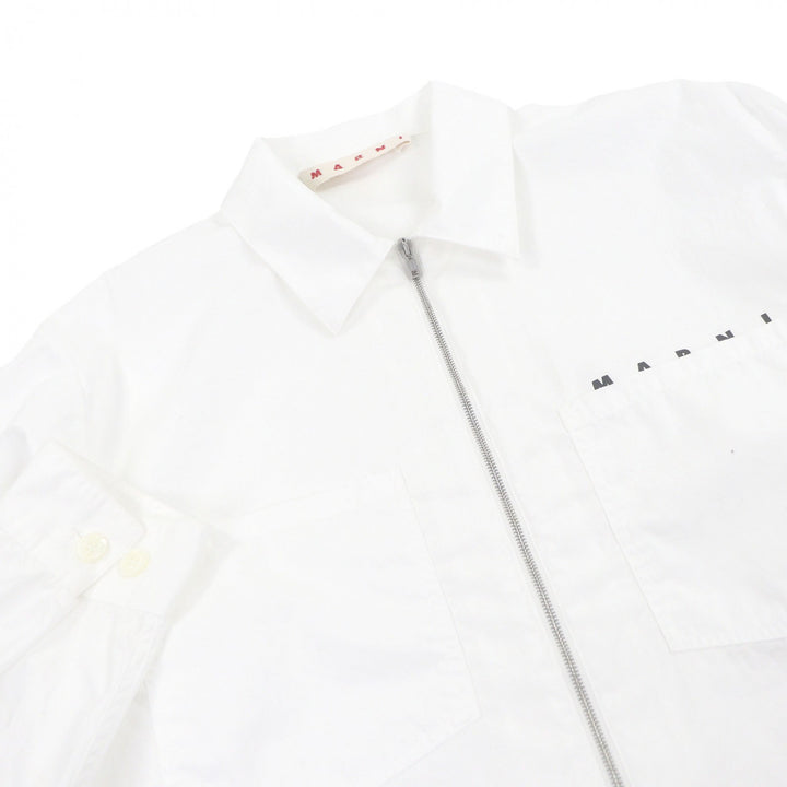 Excellent MARNI Long sleeve shirt Zip up white cotton mens 46 CUMU0297P0