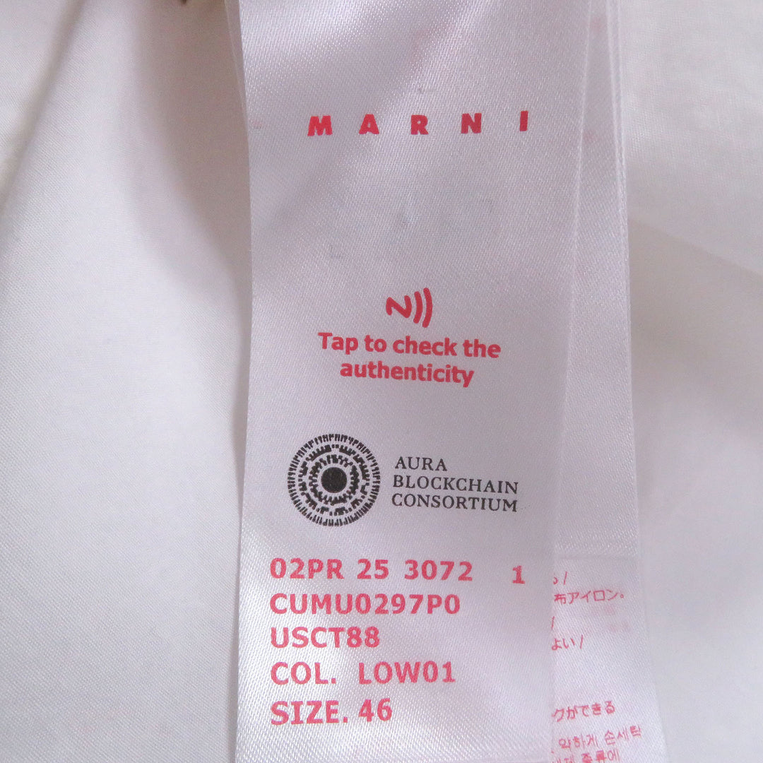 Excellent MARNI Long sleeve shirt Zip up white cotton mens 46 CUMU0297P0