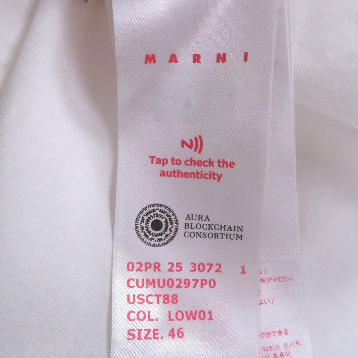 Excellent MARNI Long sleeve shirt Zip up white cotton mens 46 CUMU0297P0