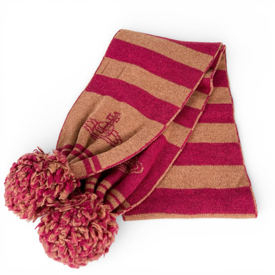 Great Vivienne Westwood Scarf OrbPattern Pom-Pom Scarf and Knit Hat 2-Piece Set
