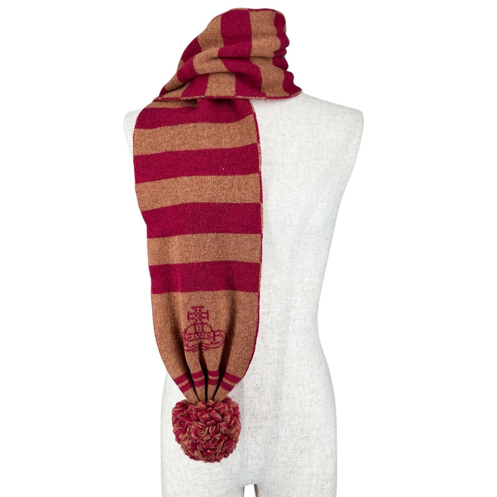 Great Vivienne Westwood Scarf OrbPattern Pom-Pom Scarf and Knit Hat 2-Piece Set