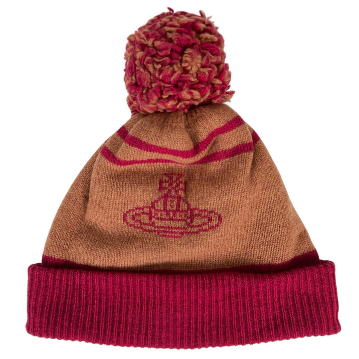 Great Vivienne Westwood Scarf OrbPattern Pom-Pom Scarf and Knit Hat 2-Piece Set