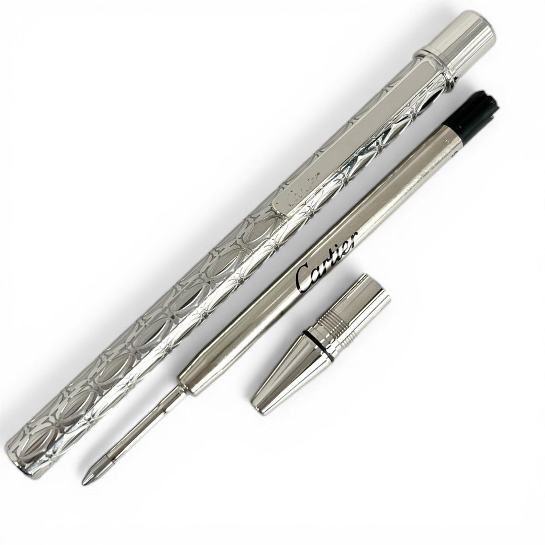 Very Good Cartier Ballpoint pen Happy Birthday 2C C de Cartier Twist Silver mens