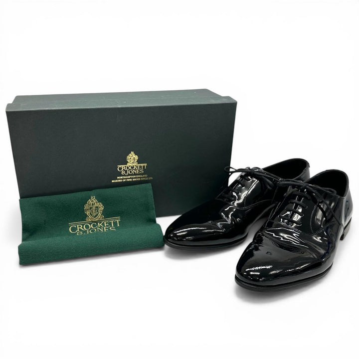 Great CROCKETT&JONES Leather shoes CHEAM 341 Last black Patent leather mens 8