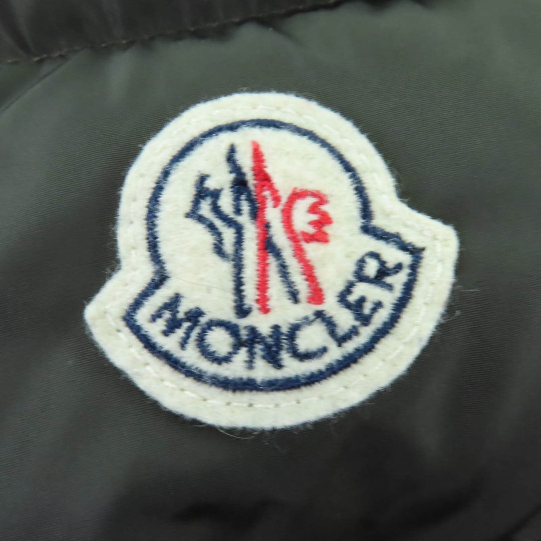Great MONCLER down coat TALEVE Logo patch, hooded, leather khaki Nylon Women 2