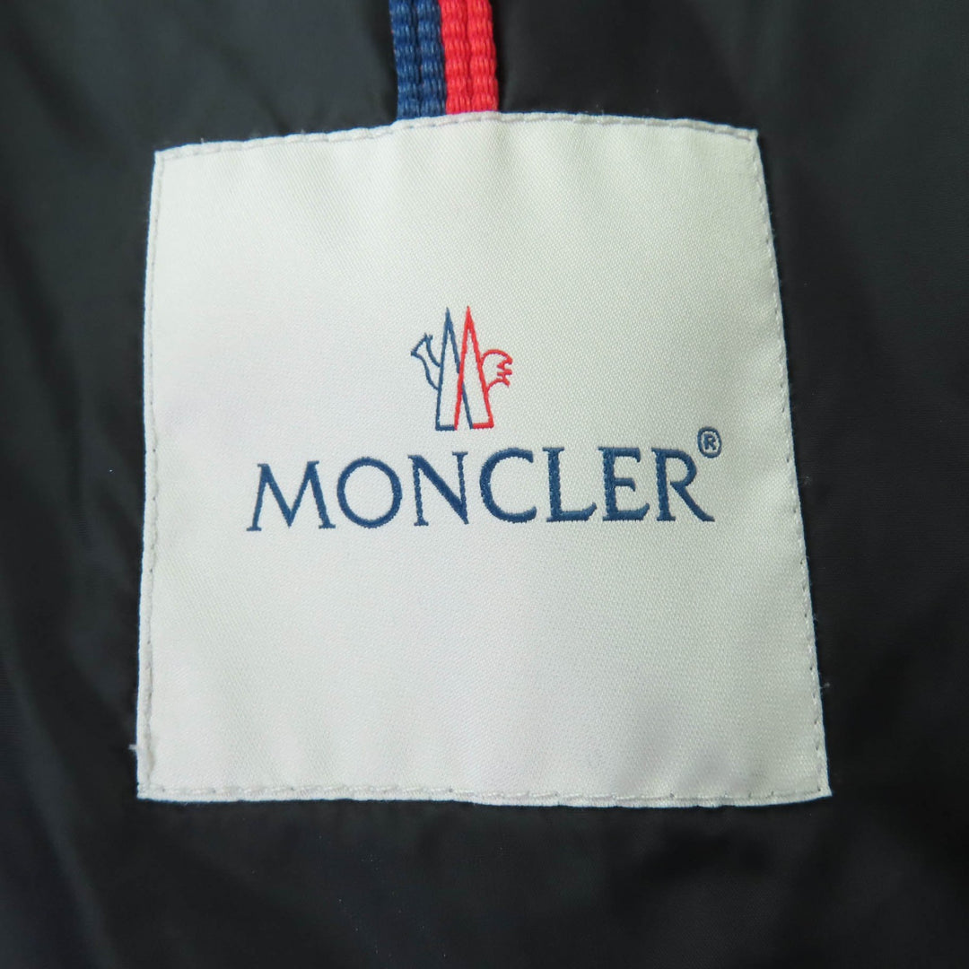 Great MONCLER down coat TALEVE Logo patch, hooded, leather khaki Nylon Women 2