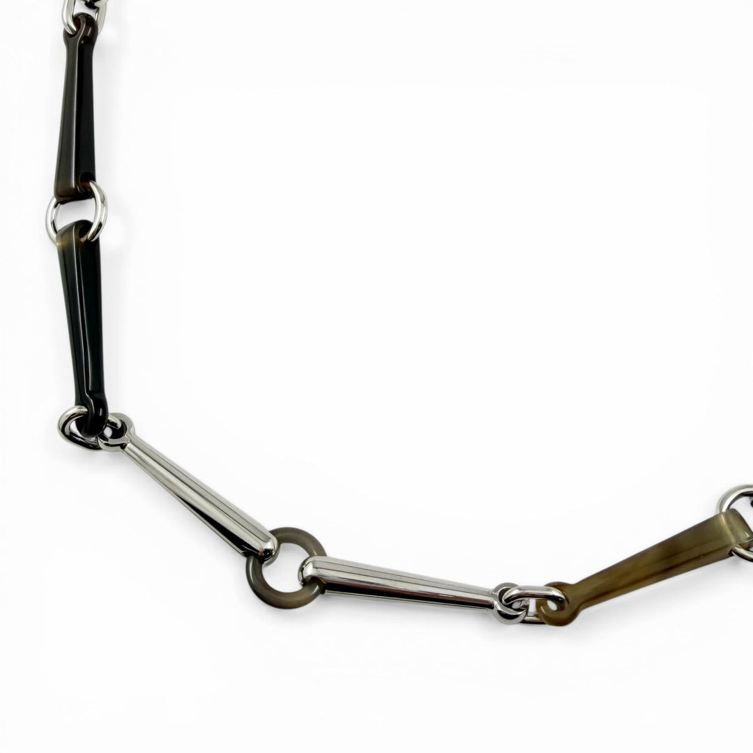 Excellent HERMES Necklace the mall Brown Buffalo horn Women