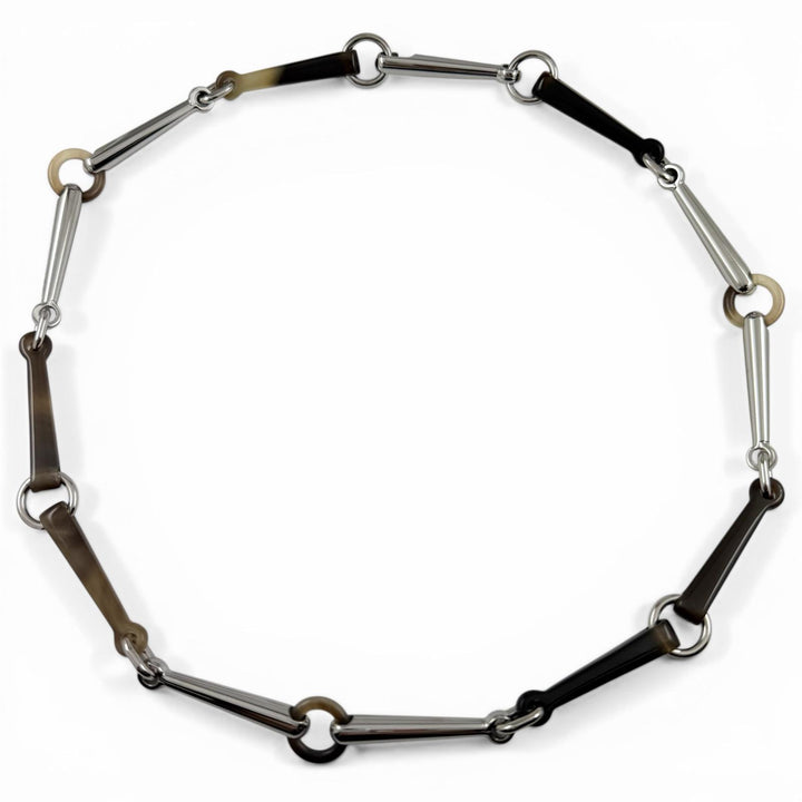 Excellent HERMES Necklace the mall Brown Buffalo horn Women
