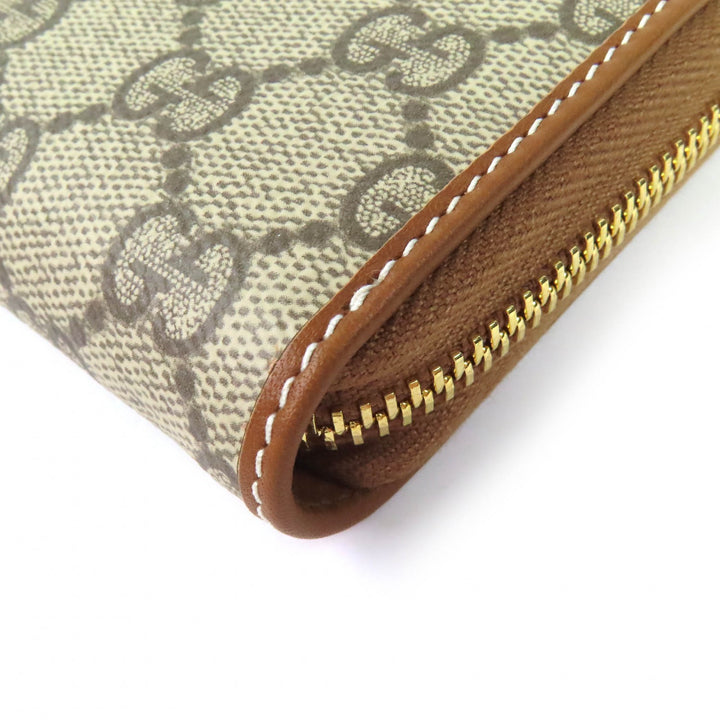 Pristine GUCCI Purse GG Emblem Zip Around Wallet beige GG Supreme Canvas 819122