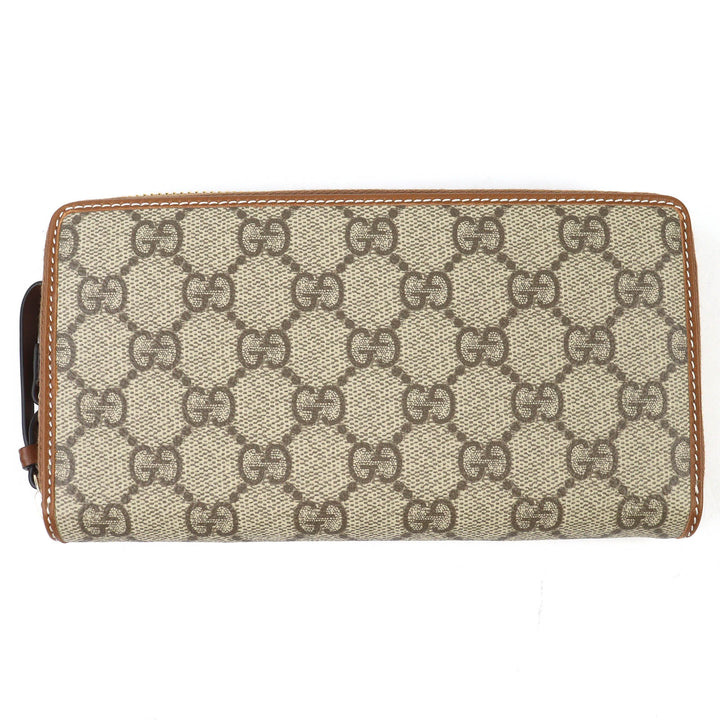 Pristine GUCCI Purse GG Emblem Zip Around Wallet beige GG Supreme Canvas 819122