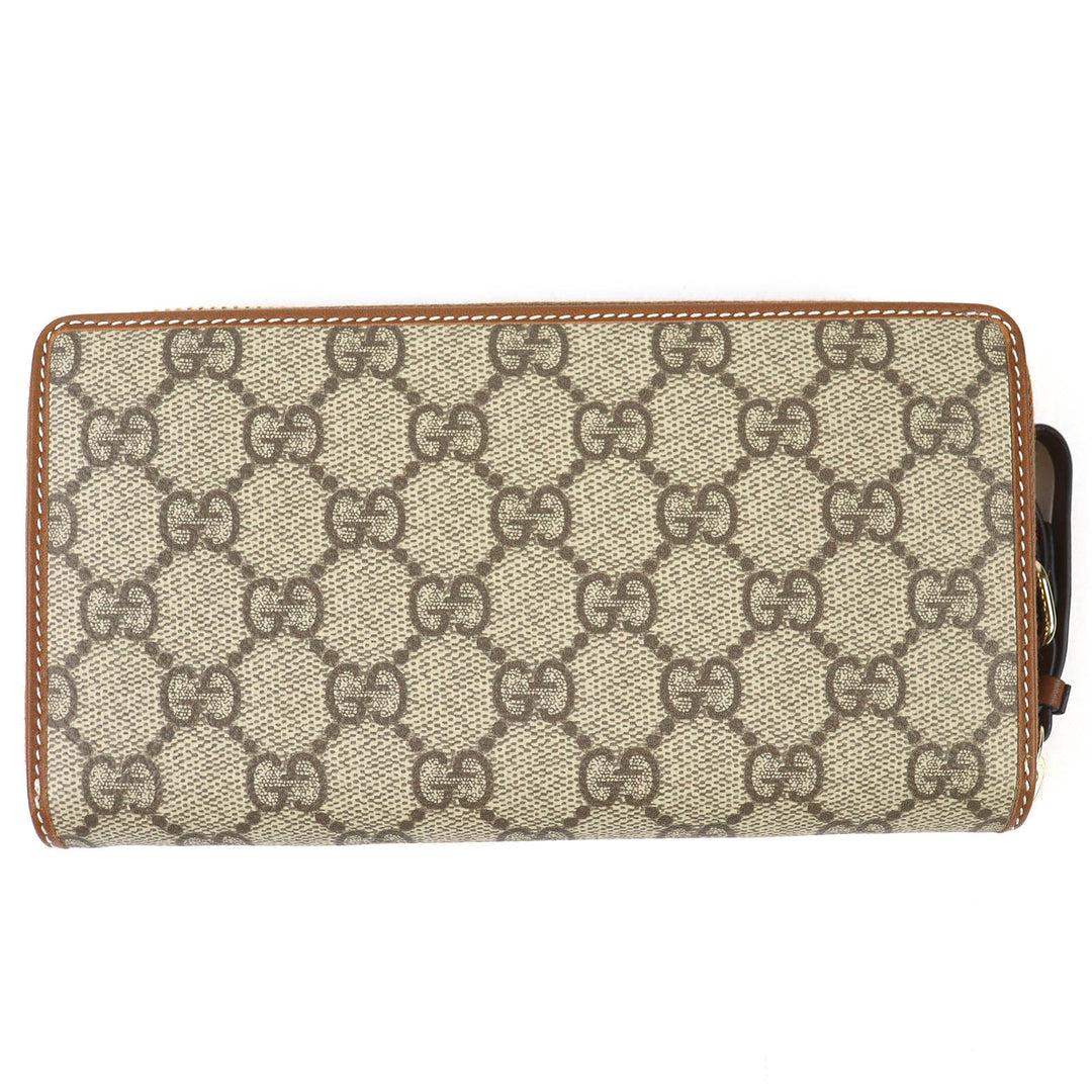 Pristine GUCCI Purse GG Emblem Zip Around Wallet beige GG Supreme Canvas 819122