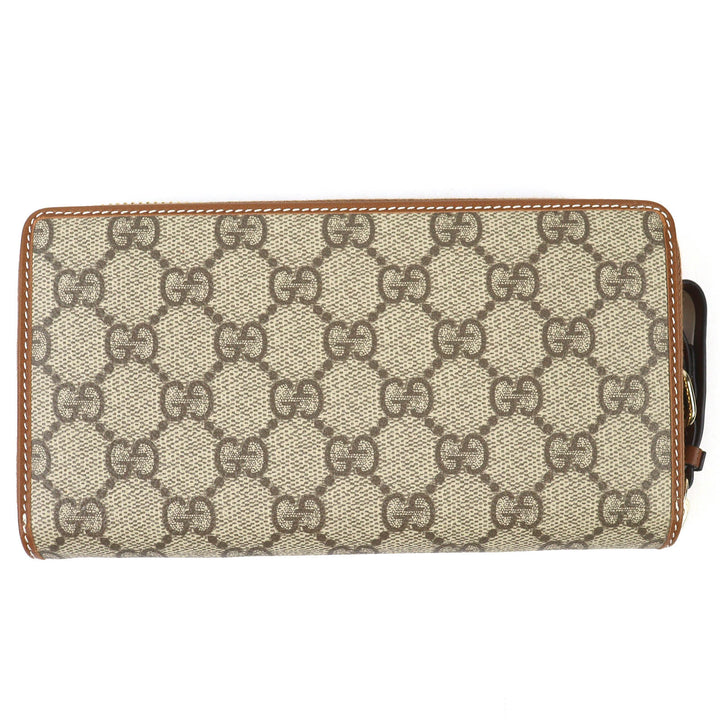 Pristine GUCCI Purse GG Emblem Zip Around Wallet beige GG Supreme Canvas 819122