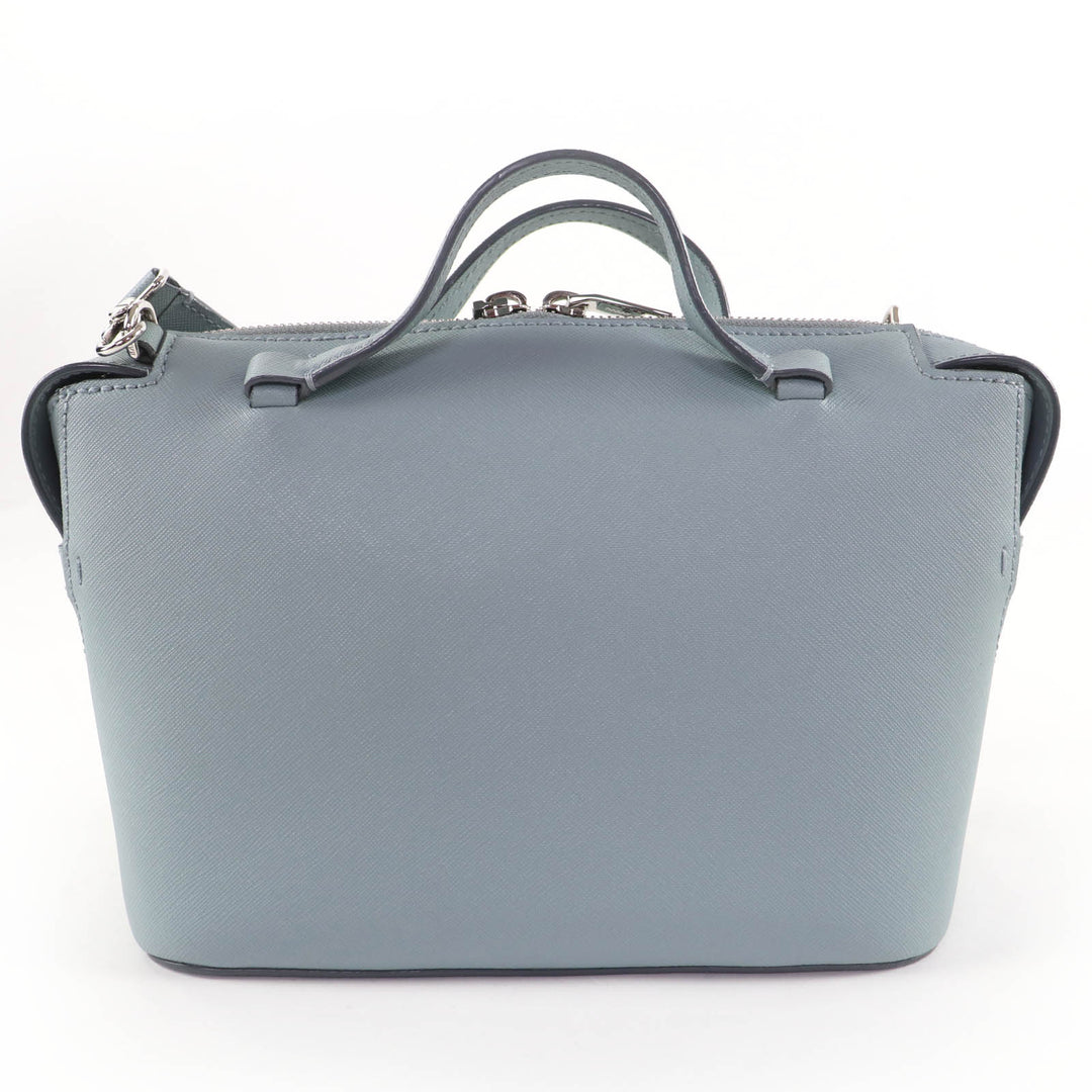 Excellent BALLY Shoulder Bag SUPRA BOWLING Logo Metal Leather 2-way Handbag Blue