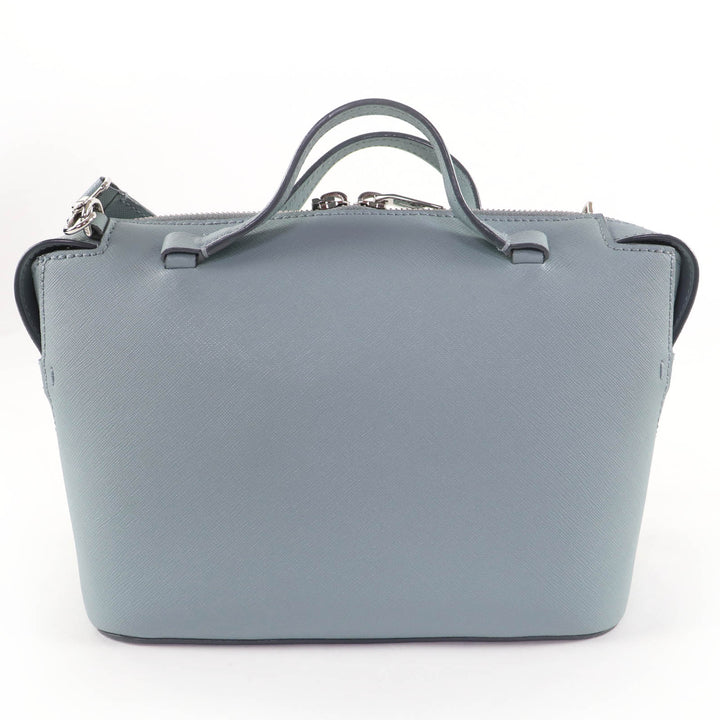 Excellent BALLY Shoulder Bag SUPRA BOWLING Logo Metal Leather 2-way Handbag Blue