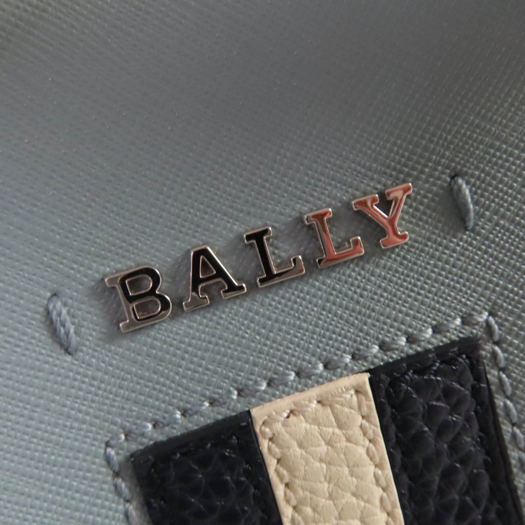 Excellent BALLY Shoulder Bag SUPRA BOWLING Logo Metal Leather 2-way Handbag Blue