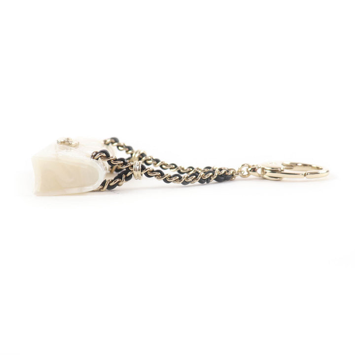 Excellent CHANEL charm COCO Mark Matelasse Bag Charm white Women B23C
