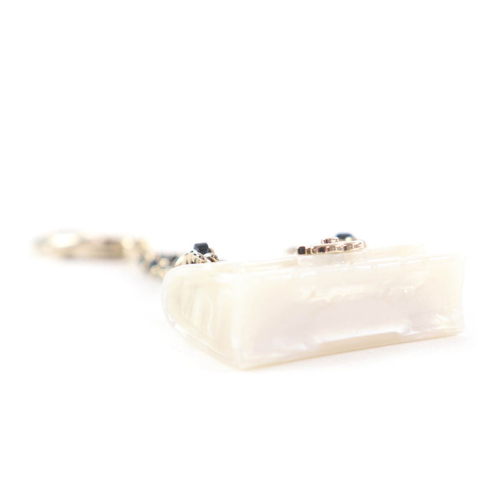 Excellent CHANEL charm COCO Mark Matelasse Bag Charm white Women B23C