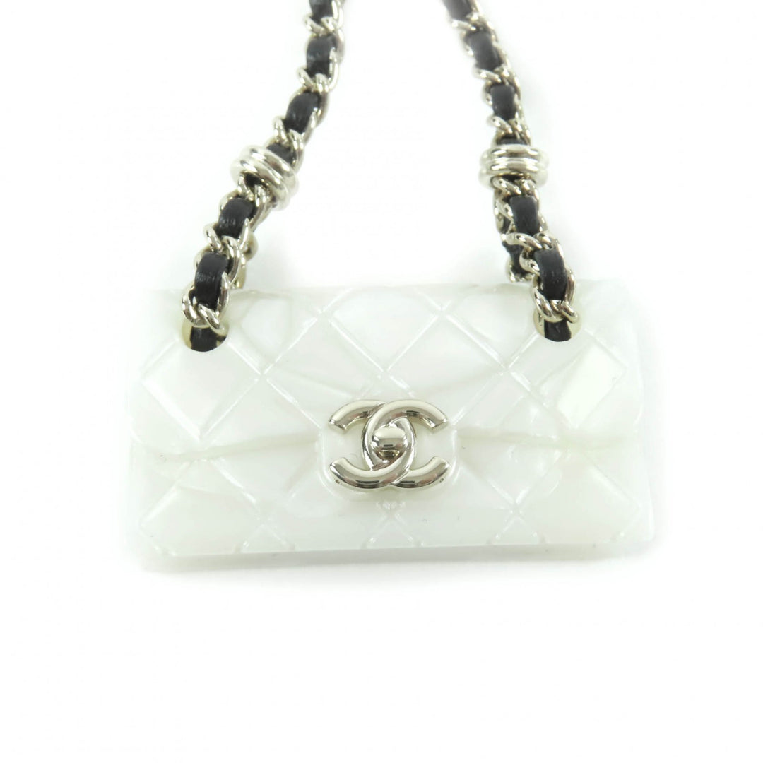 Excellent CHANEL charm COCO Mark Matelasse Bag Charm white Women B23C