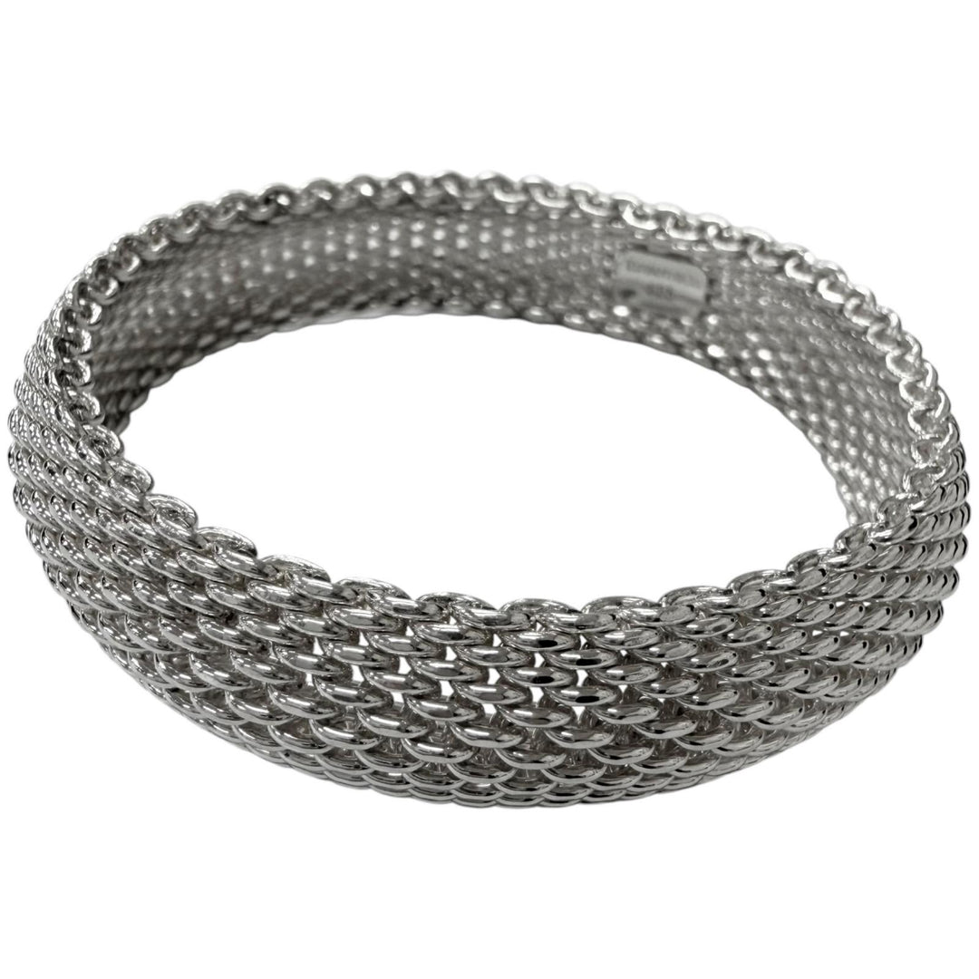 Excellent TIFFANY&Co. bracelet Somerset bangle Mesh knitting Silver SV925 mens