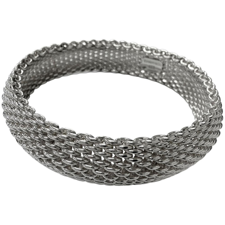 Excellent TIFFANY&Co. bracelet Somerset bangle Mesh knitting Silver SV925 mens