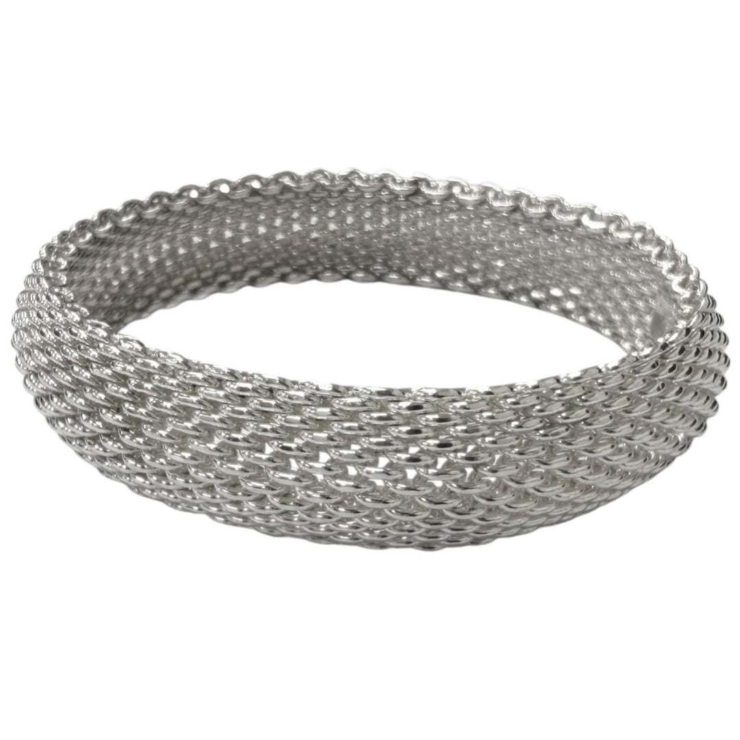 Excellent TIFFANY&Co. bracelet Somerset bangle Mesh knitting Silver SV925 mens