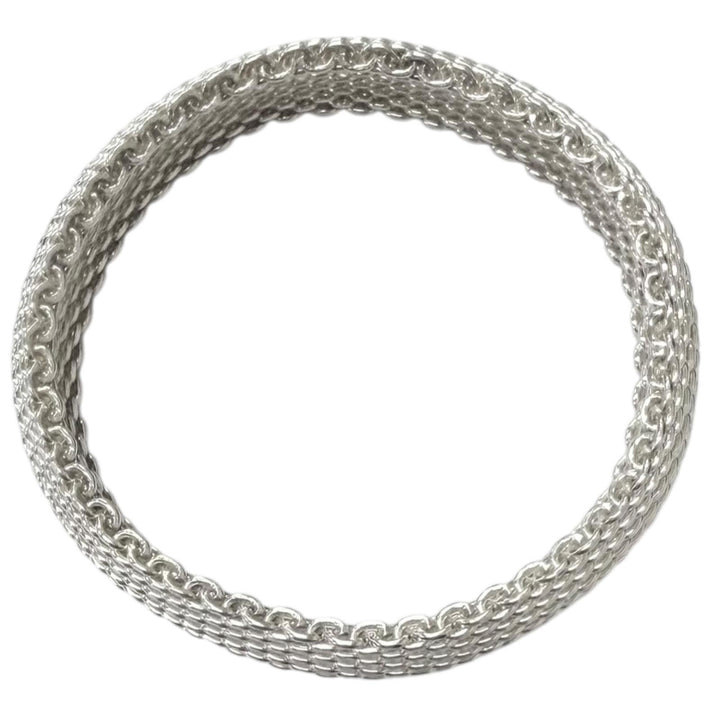 Excellent TIFFANY&Co. bracelet Somerset bangle Mesh knitting Silver SV925 mens