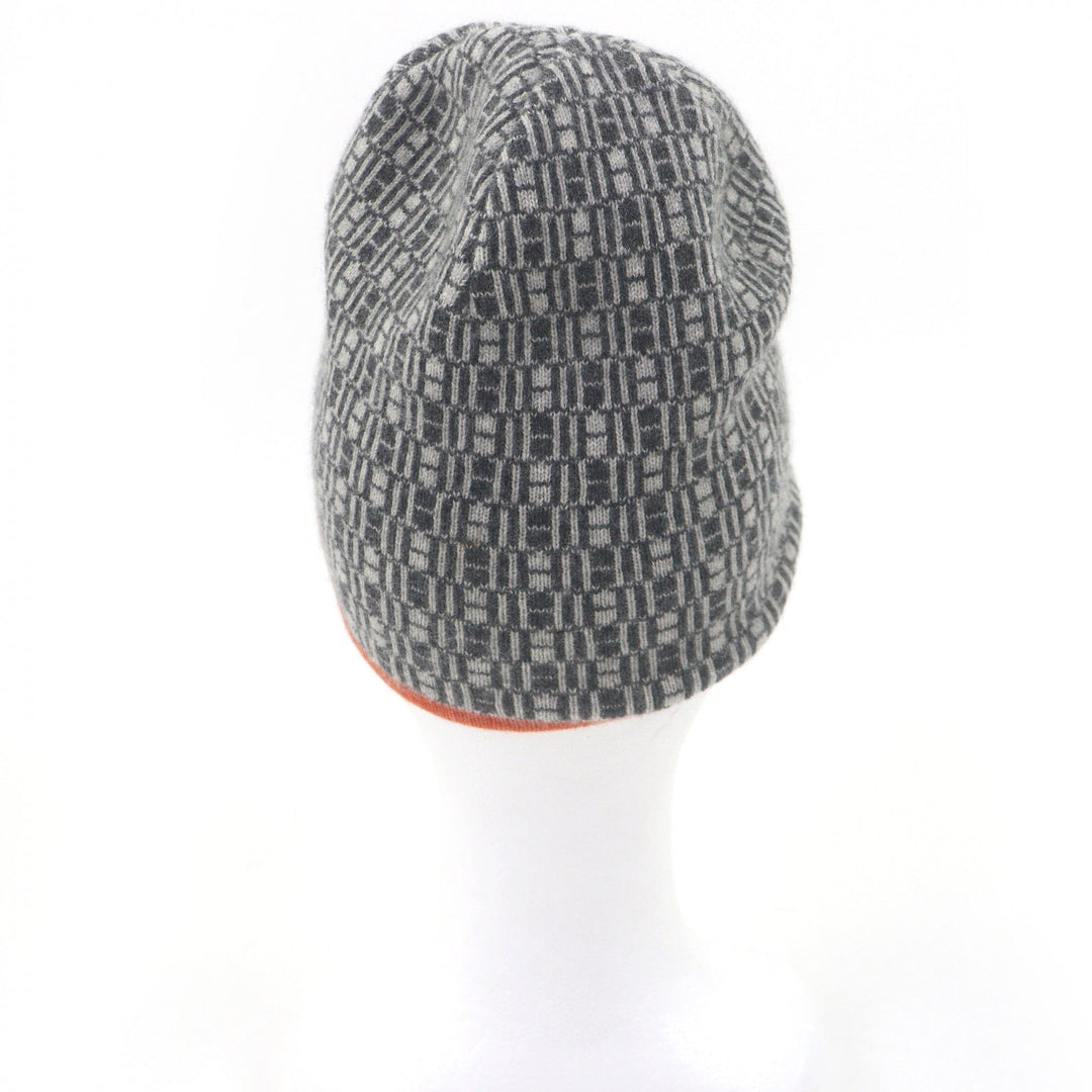 Great HERMES Knit cap Margiela-era H logo all-over beanie gray cashmere mens