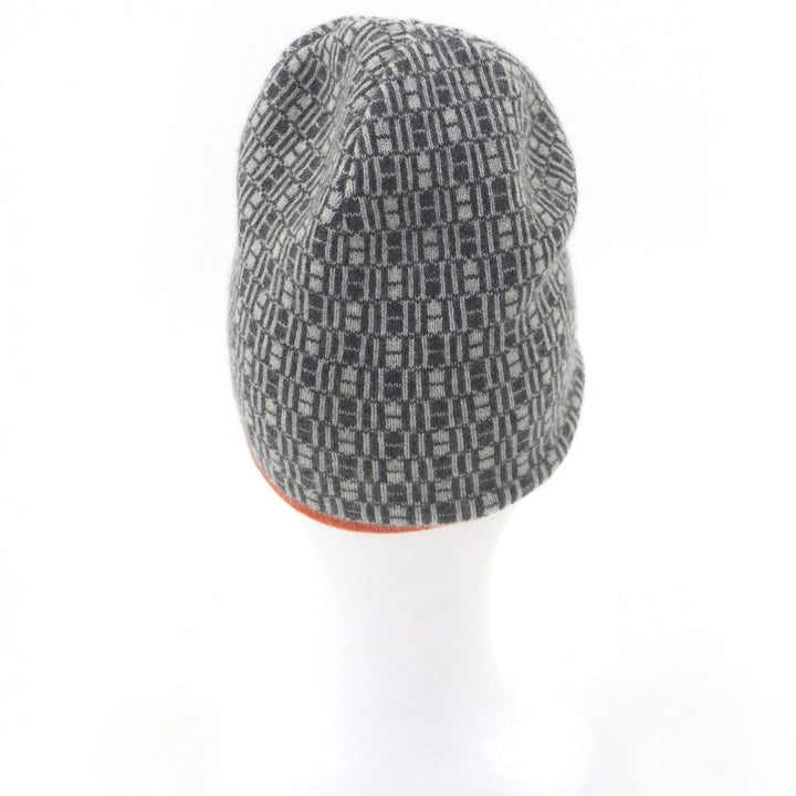 Great HERMES Knit cap Margiela-era H logo all-over beanie gray cashmere mens