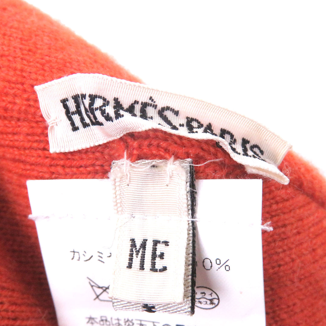 Great HERMES Knit cap Margiela-era H logo all-over beanie gray cashmere mens