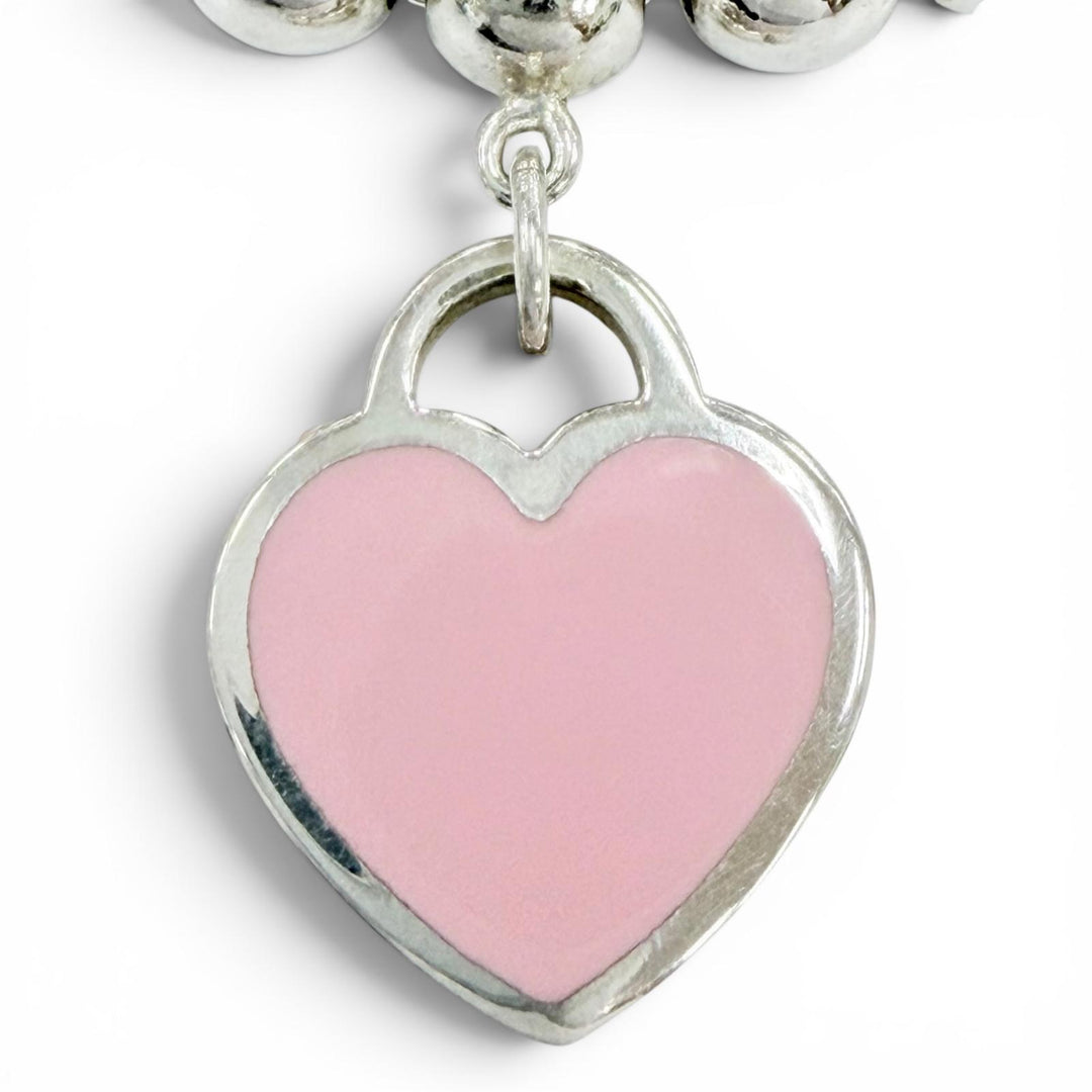 Excellent TIFFANY&Co. bracelet mini heart tag beads Silver AG925 Women