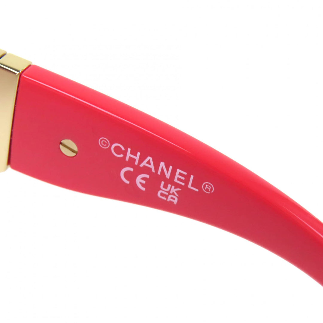 Excellent CHANEL COCO Mark Matelasse Square Shape Folding Sunglasses pink 71692