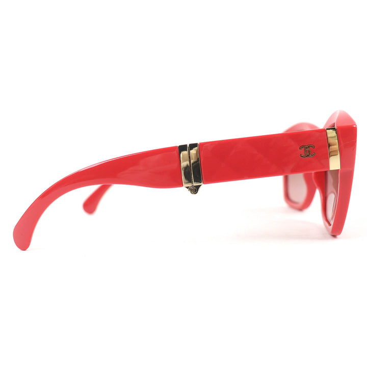 Excellent CHANEL COCO Mark Matelasse Square Shape Folding Sunglasses pink 71692