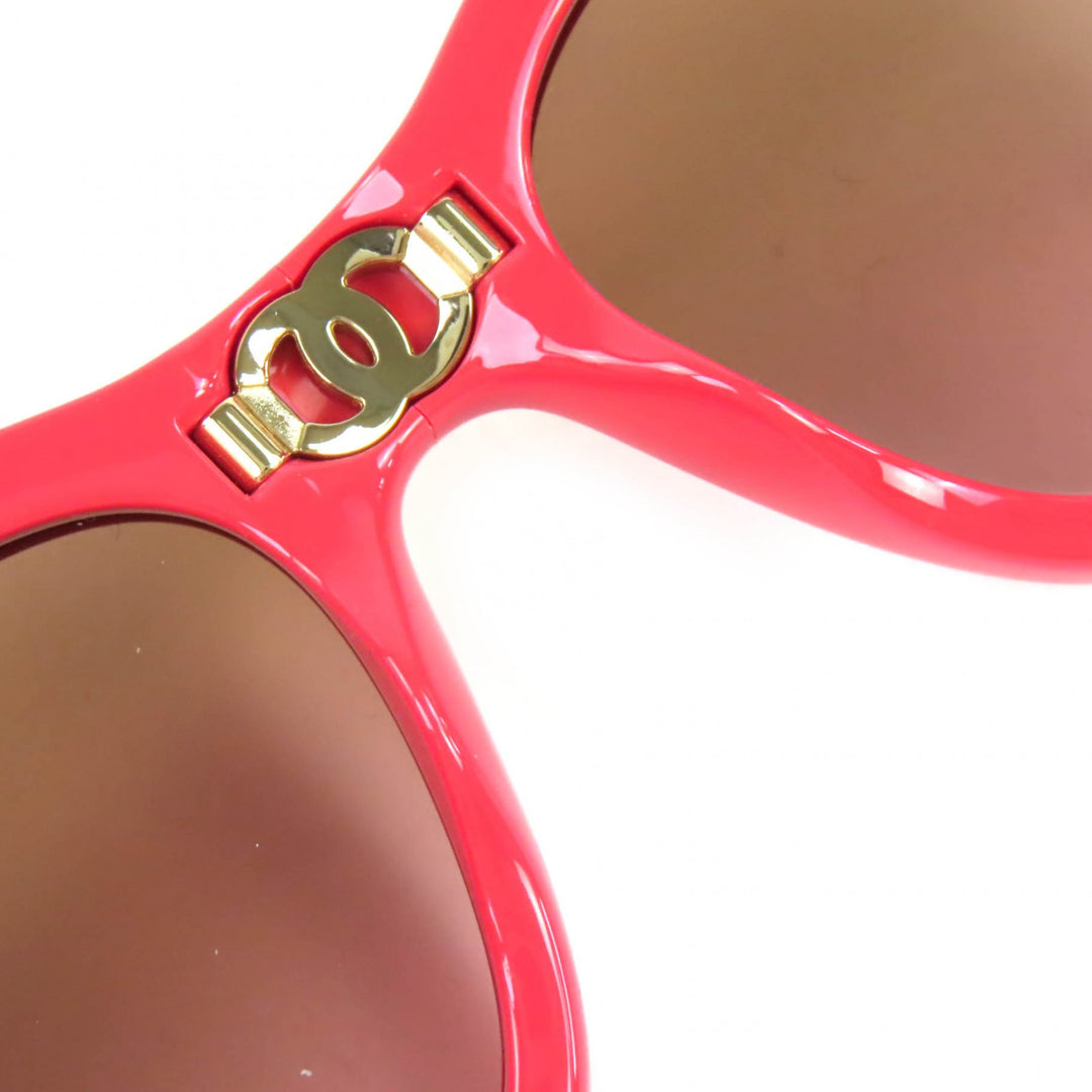 Excellent CHANEL COCO Mark Matelasse Square Shape Folding Sunglasses pink 71692