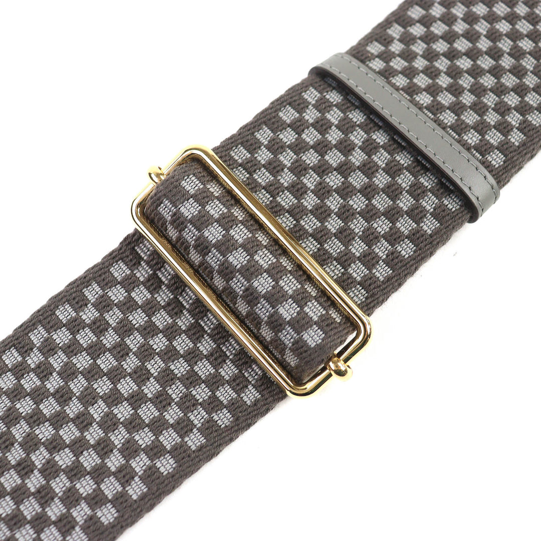 Pristine FENDI Shoulder strap Strap you Logo Grid Pattern Gray canvas 8AV156