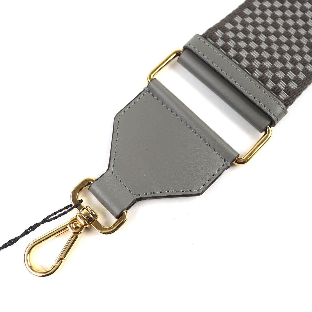 Pristine FENDI Shoulder strap Strap you Logo Grid Pattern Gray canvas 8AV156