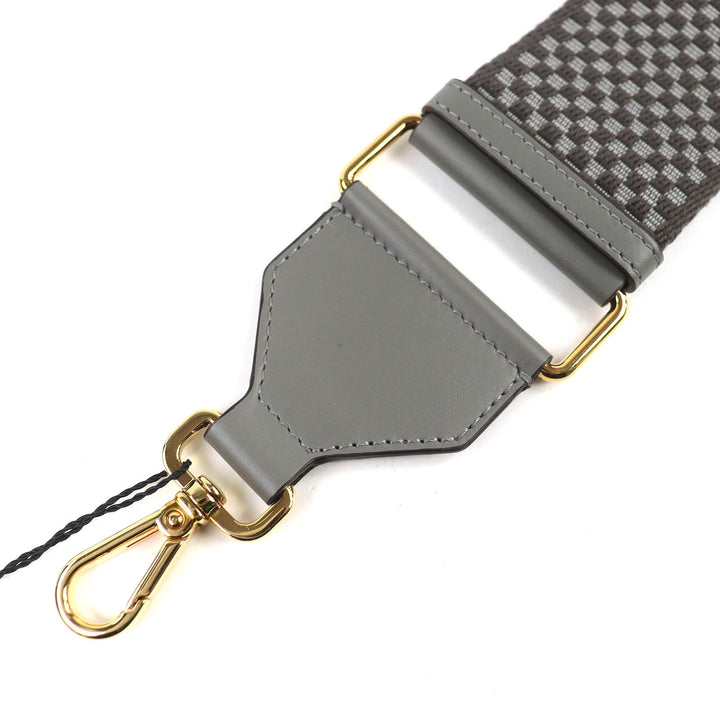 Pristine FENDI Shoulder strap Strap you Logo Grid Pattern Gray canvas 8AV156