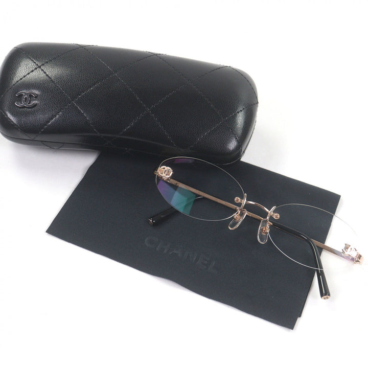 Great CHANEL Glasses COCO Mark 2019K Rimless Pink gold 18K Pink Gold mens