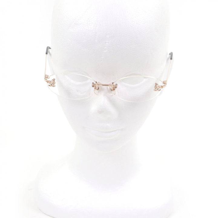 Great CHANEL Glasses COCO Mark 2019K Rimless Pink gold 18K Pink Gold mens