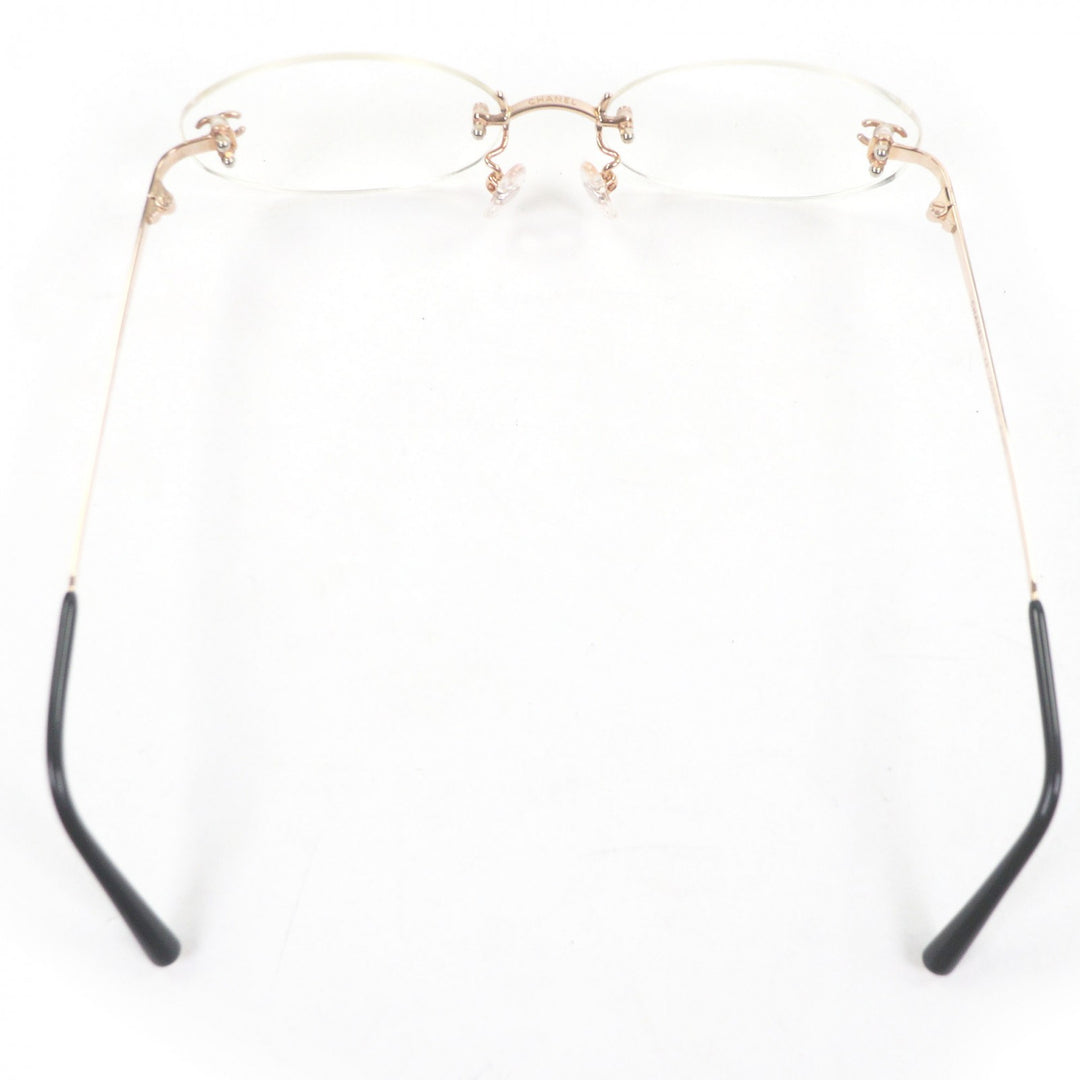 Great CHANEL Glasses COCO Mark 2019K Rimless Pink gold 18K Pink Gold mens