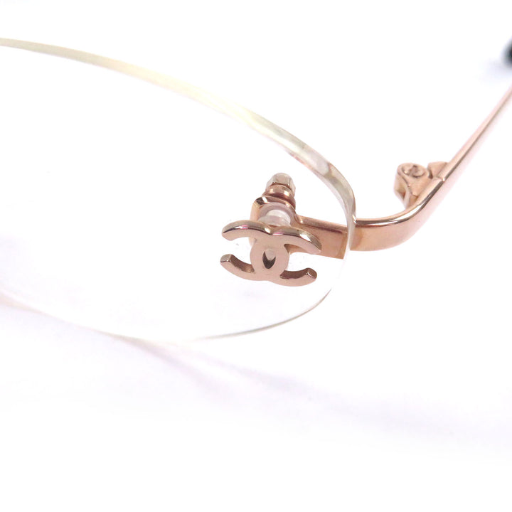 Great CHANEL Glasses COCO Mark 2019K Rimless Pink gold 18K Pink Gold mens