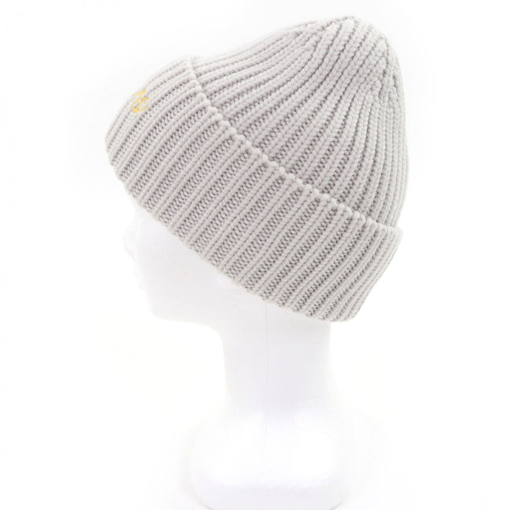 Excellent LOUIS VUITTON Knit cap Beanie LV Birds LV logo embroidery Light gray