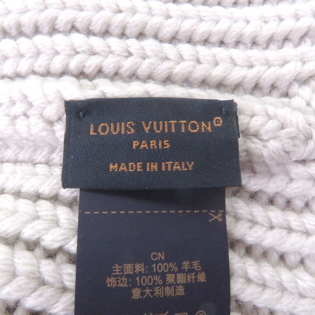 Excellent LOUIS VUITTON Knit cap Beanie LV Birds LV logo embroidery Light gray