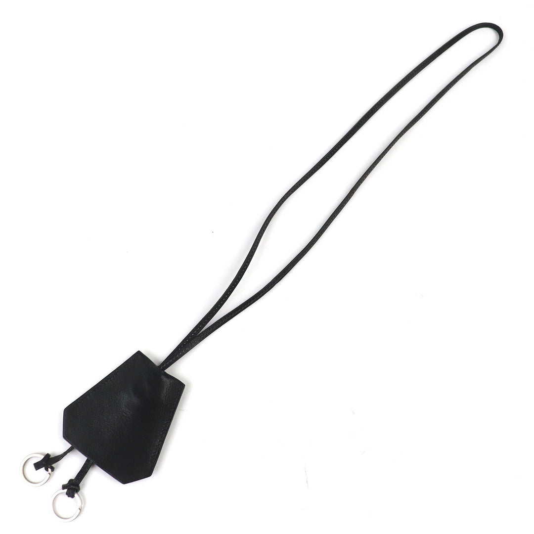 Very Good HERMES Necklace Margiela-era Clochette Necklace black leather Women