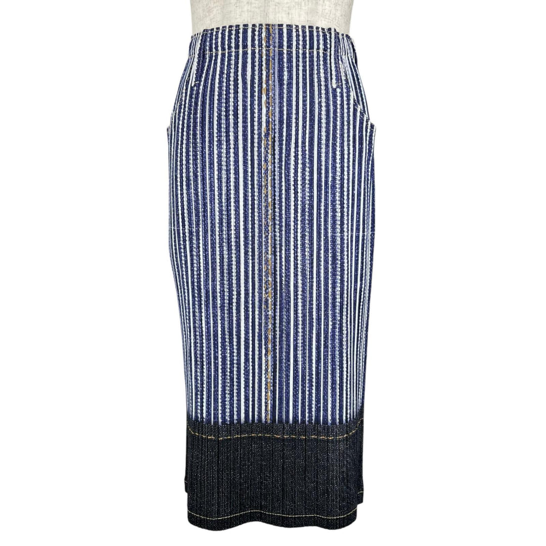 Excellent PLEATS PLEASE skirt denim transfer Indigo Women 1 PP23-JG534